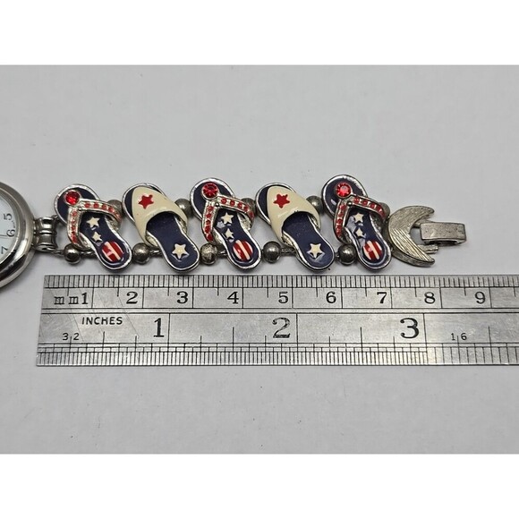 Jennie B Avon Patriotic Flip Flops Charm Bracelet Watch New Battery USA Beach - Picture 7 of 9